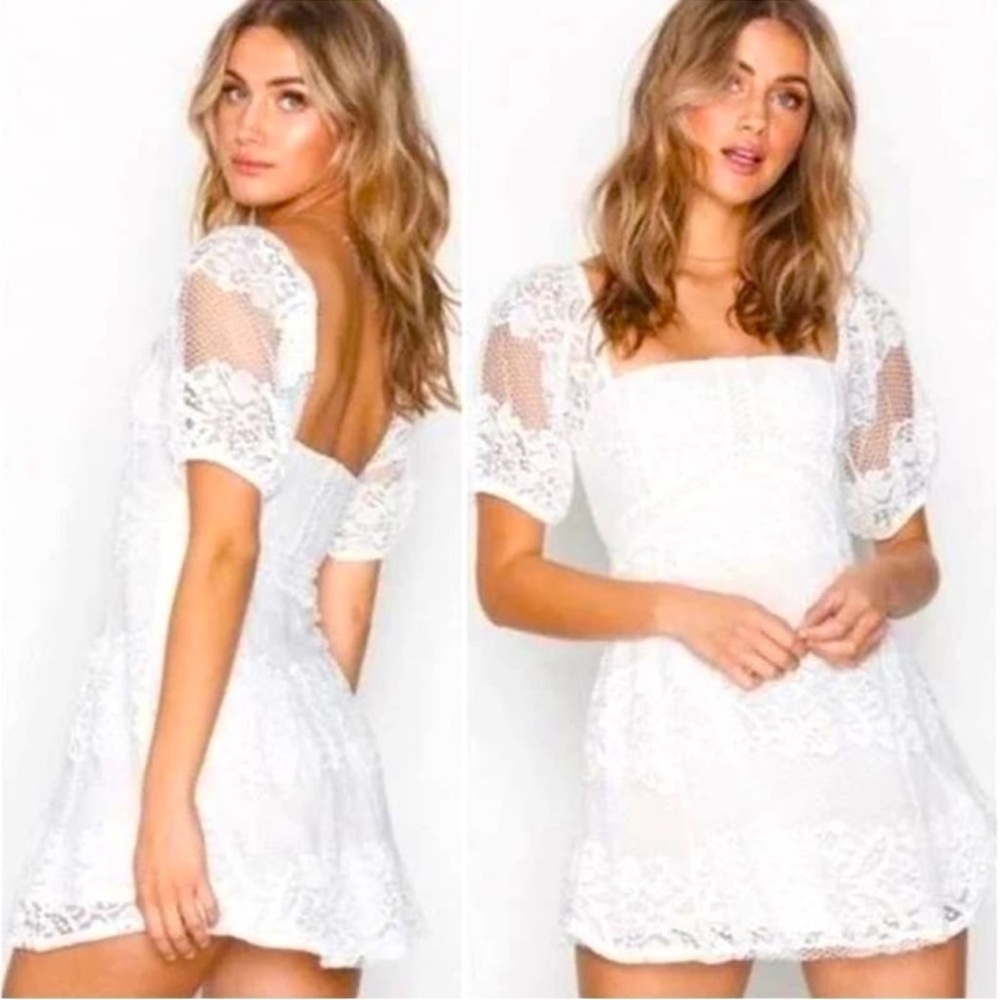 Free People Be your baby white lace mini dress